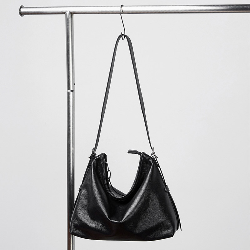 Sac hobo vintage en cuir pleine fleur avec boucle pour femmes