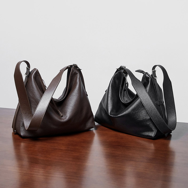 Sac hobo vintage en cuir pleine fleur avec boucle pour femmes