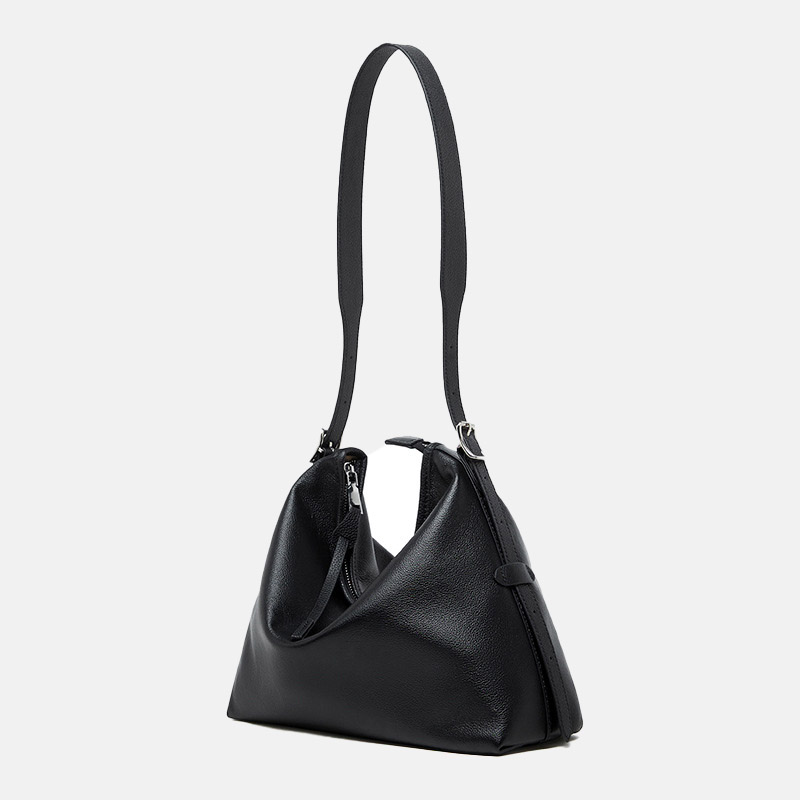 Women's Vintage Full-Grain Leather Buckle Shoulder Crossbody Hobo Bag