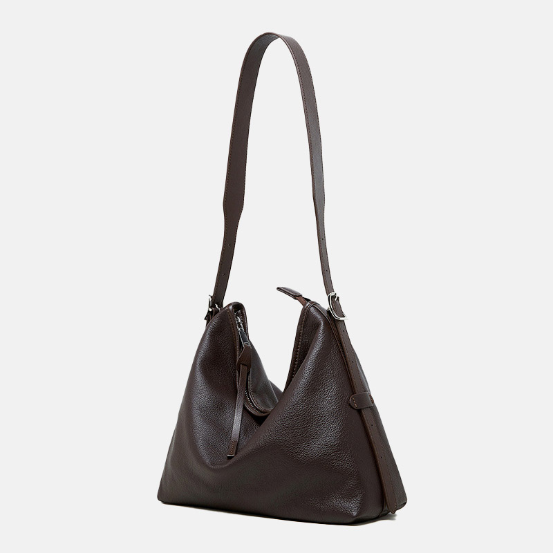 Sac hobo vintage en cuir pleine fleur avec boucle pour femmes