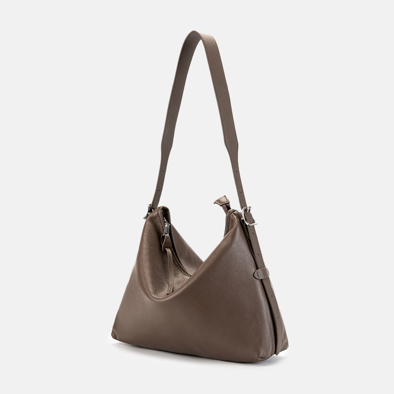 Sac hobo vintage en cuir pleine fleur avec boucle pour femmes