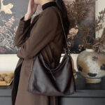 Sac hobo vintage en cuir pleine fleur avec boucle pour femmes