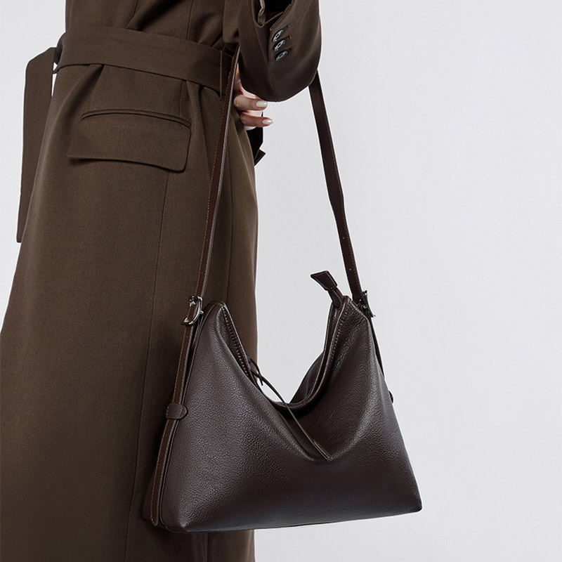 Sac hobo vintage en cuir pleine fleur avec boucle pour femmes
