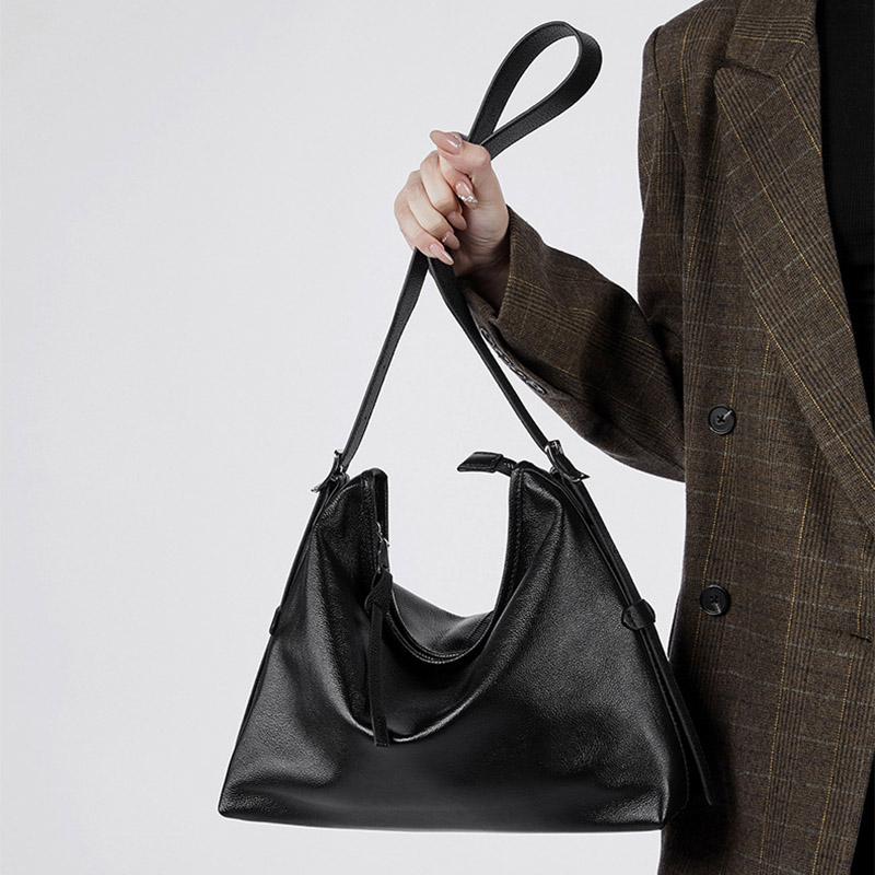 Sac hobo vintage en cuir pleine fleur avec boucle pour femmes