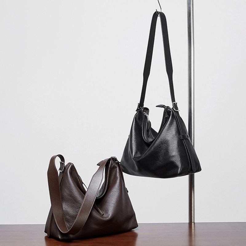 Sac hobo vintage en cuir pleine fleur avec boucle pour femmes