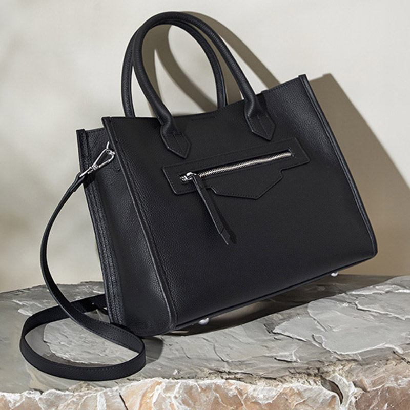 Women's Vintage Full-Grain Leather Zipper Shoulder Crossbody Tote Bags