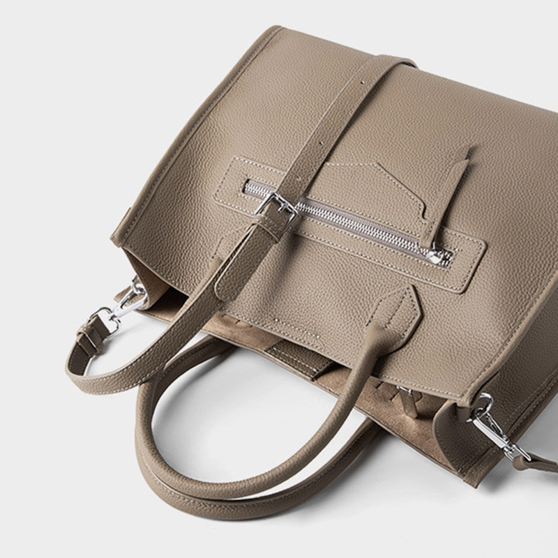 Women's Vintage Full-Grain Leather Zipper Shoulder Crossbody Tote Bags
