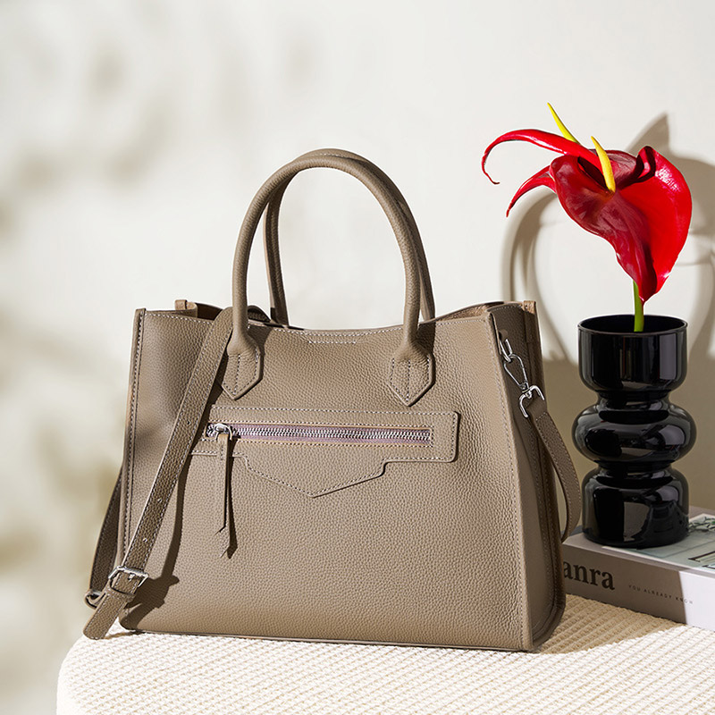 Women's Vintage Full-Grain Leather Zipper Shoulder Crossbody Tote Bags