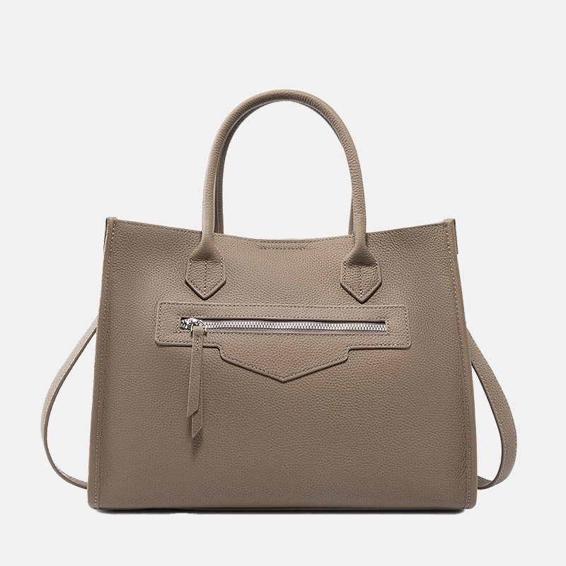 Women's Vintage Full-Grain Leather Zipper Tote Shoulder Crossbody Tote Bags
