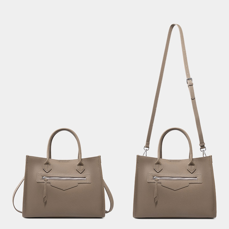 Women's Vintage Full-Grain Leather Zipper Shoulder Crossbody Tote Bags