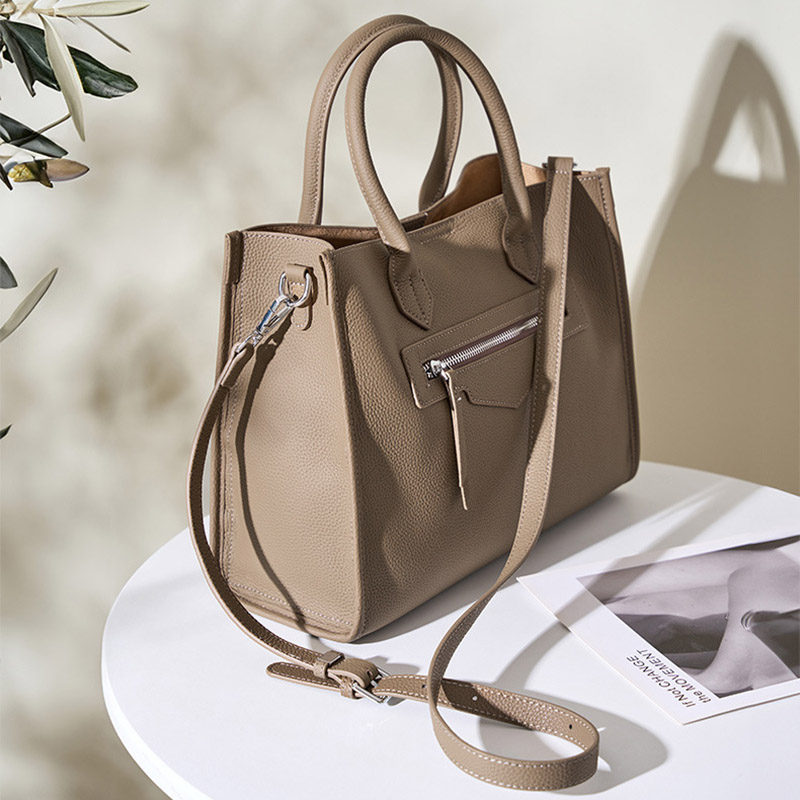 Women's Vintage Full-Grain Leather Zipper Shoulder Crossbody Tote Bags
