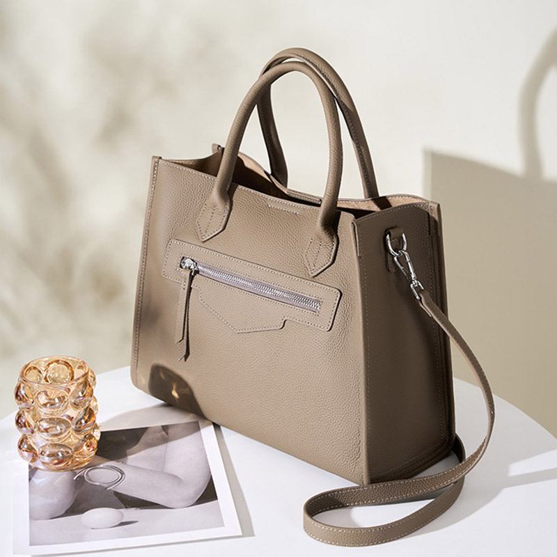 Women's Vintage Full-Grain Leather Zipper Shoulder Crossbody Tote Bags