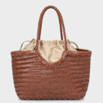 Women's Vintage Genuine Leather Woven Tote Bag