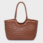 Women's Vintage Genuine Leather Woven Tote Bag