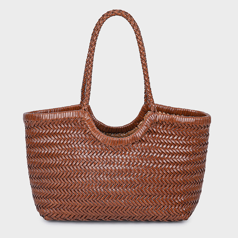 Women's Vintage Genuine  Leather Woven Tote Bag