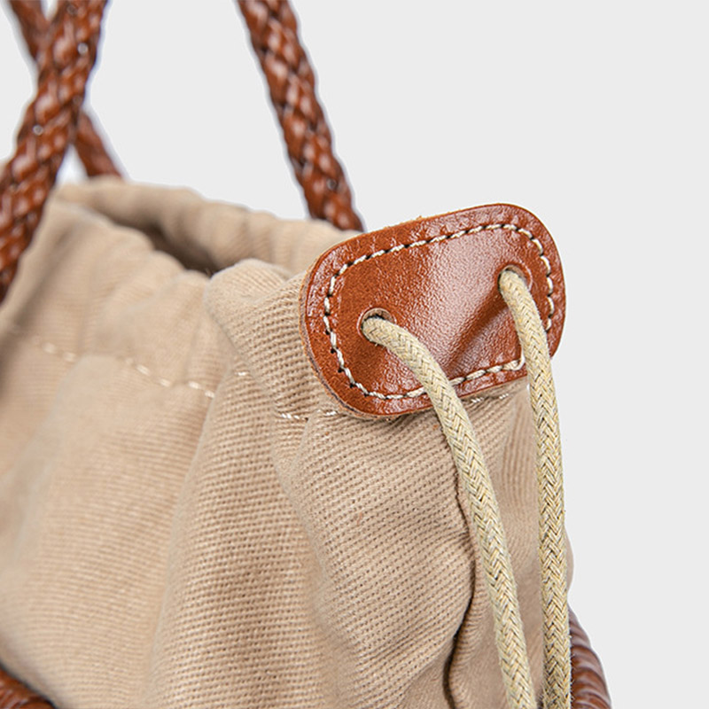Women's Vintage Genuine Leather Woven Tote Bag