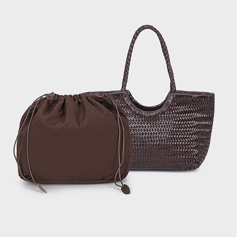 Women's Vintage Genuine Leather Woven Tote Bag