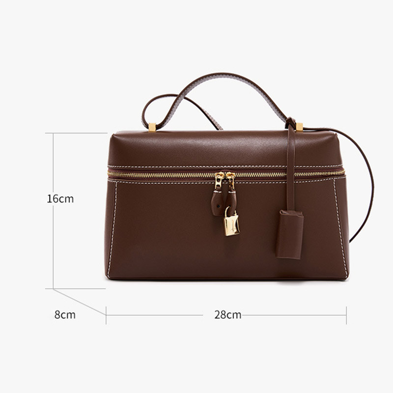 Women's Vintage Leather Box Crossbody Shoulder Strap Top Handbag Bag With Lock Buckle