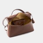 Women's Vintage Leather Box Crossbody Shoulder Strap Top Handbag Bag With Lock Buckle