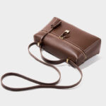 Women's Vintage Leather Box Crossbody Shoulder Strap Top Handbag Bag With Lock Buckle