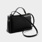 Women's Vintage Leather Box Crossbody Shoulder Strap Top Handbag Bag With Lock Buckle