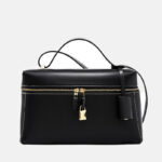 Women's Vintage Leather Box Crossbody Shoulder Strap Top Handbag Bag With Lock Buckle