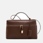 Women's Vintage Leather Box Crossbody Shoulder Strap Top Handbag Bag With Lock Buckle