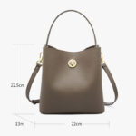 Women's Vintage Top-Grain Leather Bucket Shoulder Crossbody Handbag In Gold Hardware