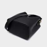 Women's Vintage Top-Grain Leather Bucket Shoulder Crossbody Handbag In Gold Hardware