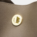 Women's Vintage Top-Grain Leather Bucket Shoulder Crossbody Handbag In Gold Hardware
