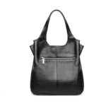 Women's Vintage Top-Grain Leather Zipper Shoulder Tote Bag