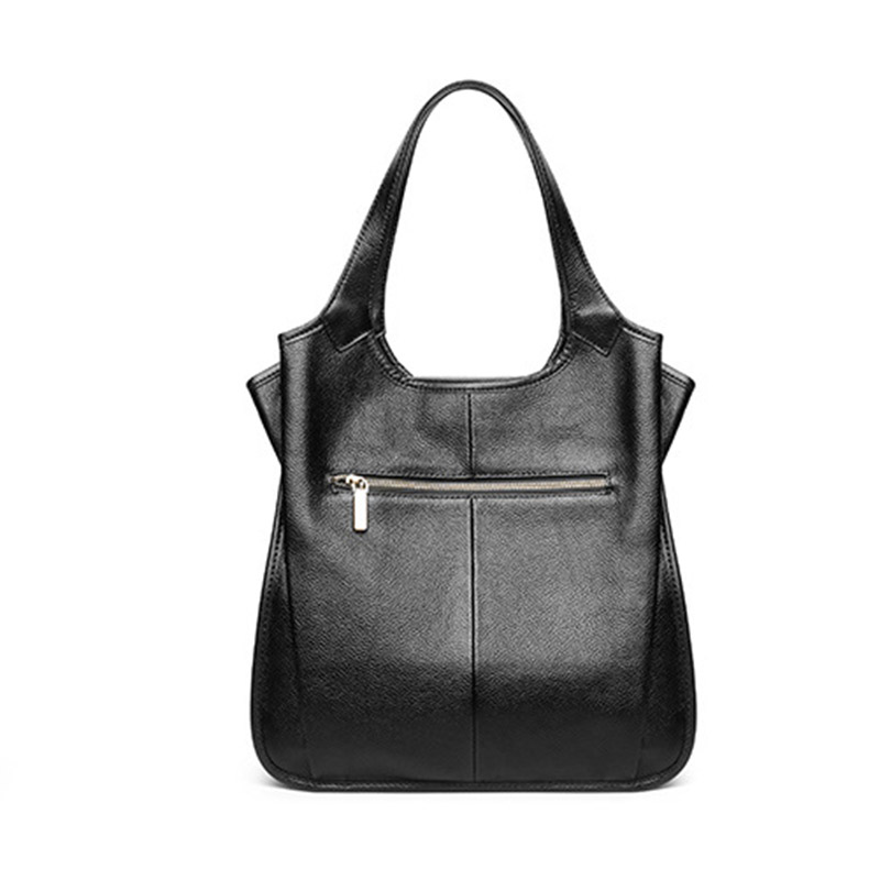 Women's Vintage Top-Grain Leather Zipper Shoulder Tote Bag