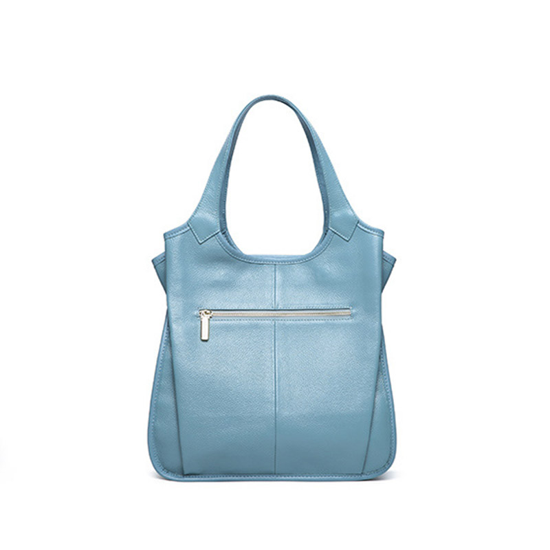 Women's Vintage Top-Grain Leather Zipper Shoulder Tote Bag