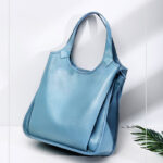 Women's Vintage Top-Grain Leather Zipper Shoulder Tote Bag