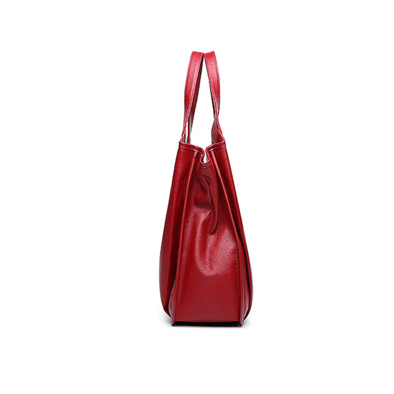 Women's Vintage Top-Grain Leather Zipper Shoulder Tote Bag
