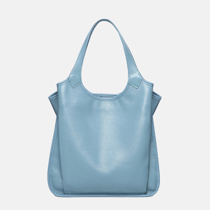 Women's Vintage Top-Grain Leather Zipper Shoulder Tote Bag