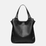 Women's Vintage Top-Grain Leather Zipper Shoulder Tote Bag