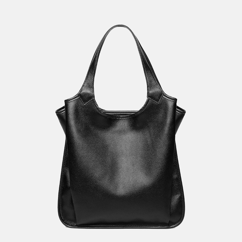 Women's Vintage Top-Grain Leather Zipper Shoulder Tote Bag