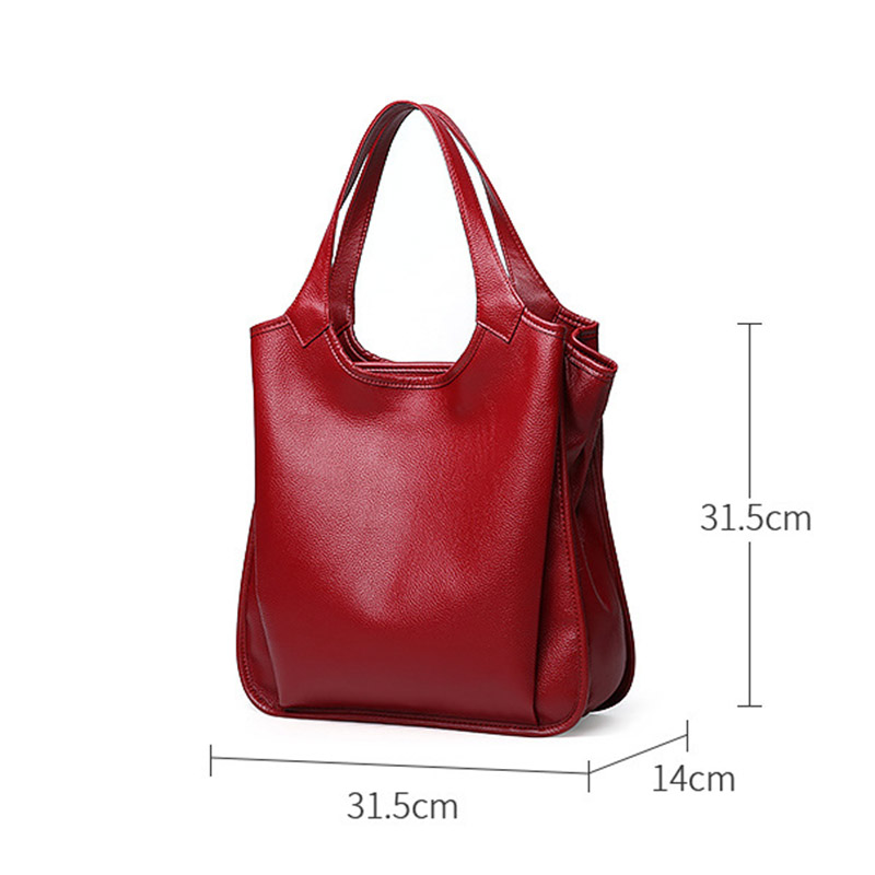 Women's Vintage Top-Grain Leather Zipper Shoulder Tote Bag