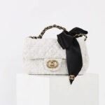Women's Vintage White Quilted Tweed Leder Crossbody Schulterkette Top Handle Bag With Bow