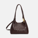 Women's Vintage Woven Leather Crossbody Strap Shoulder Bucket Bag In Gold Hardware