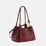 Women's Vintage Woven Leather Crossbody Strap Shoulder Bucket Bag In Gold Hardware