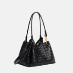 Women's Vintage Woven Leather Crossbody Strap Shoulder Bucket Bag In Gold Hardware