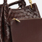 Women's Vintage Woven Leather Crossbody Strap Shoulder Bucket Bag In Gold Hardware