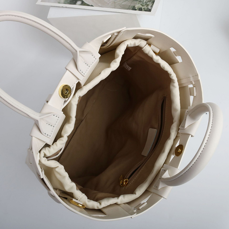 Damen Minimalistisch Geflochtenes Gespaltenes Leder Hohle Crossbody Schulterriemen Tote Handtasche