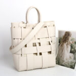 Damen Minimalistisch Geflochtenes Gespaltenes Leder Hohle Crossbody Schulterriemen Tote Handtasche