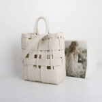 Damen Minimalistisch Geflochtenes Gespaltenes Leder Hohle Crossbody Schulterriemen Tote Handtasche