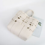 Damen Minimalistisch Geflochtenes Gespaltenes Leder Hohle Crossbody Schulterriemen Tote Handtasche