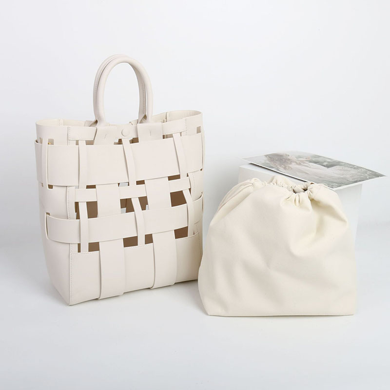 Damen Minimalistisch Geflochtenes Gespaltenes Leder Hohle Crossbody Schulterriemen Tote Handtasche