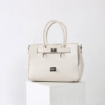 Women's Vintage Cowhide Leather Shoulder Tote Bag With Lock Closure